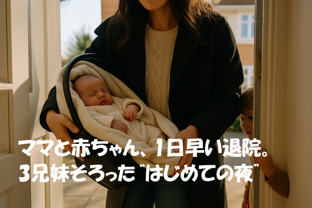 ママと赤ちゃん、1日早い退院。3兄妹そろった“はじめての夜”