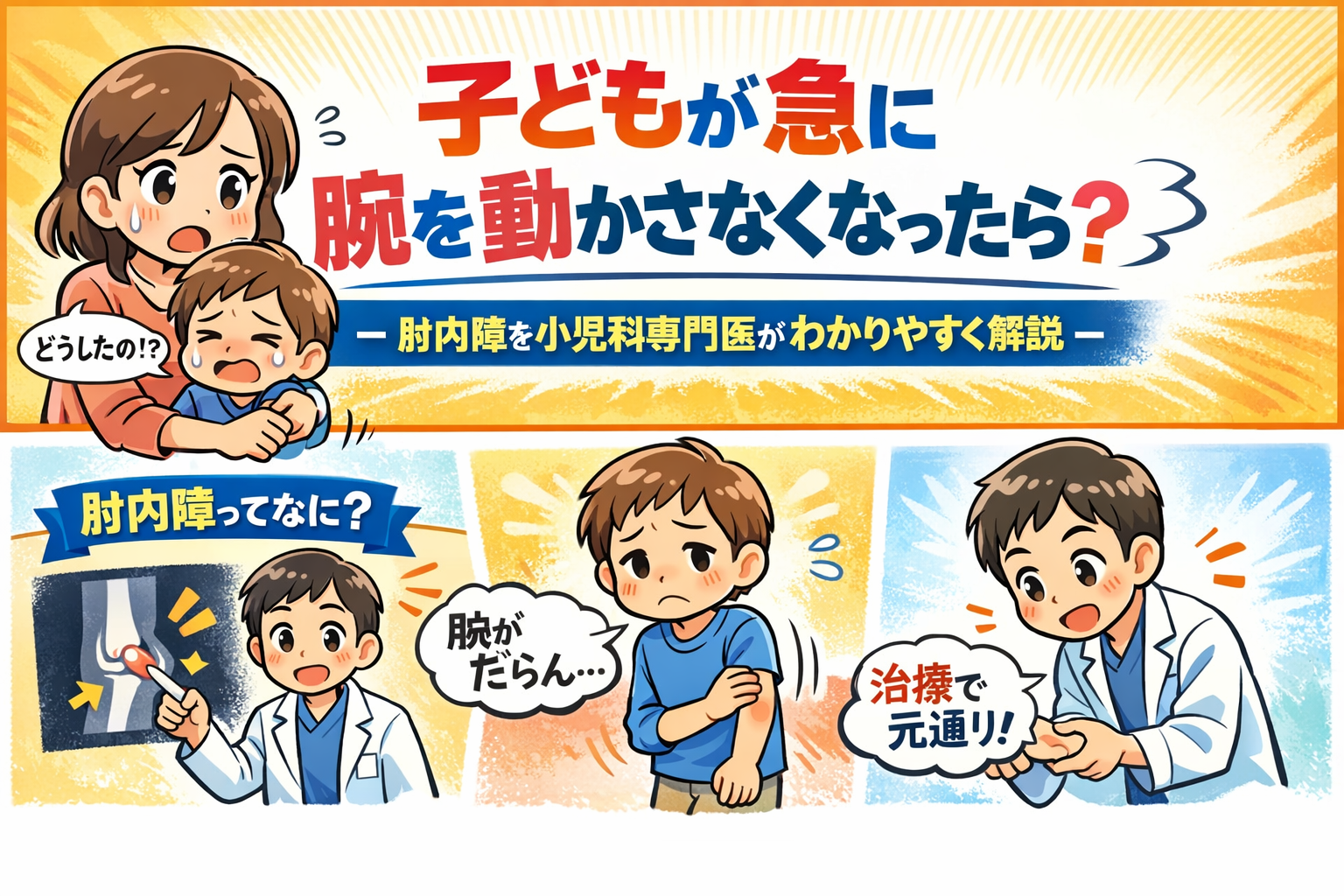 子どもが急に腕を動かさなくなったら？― 肘内障を小児科専門医がわかりやすく解説