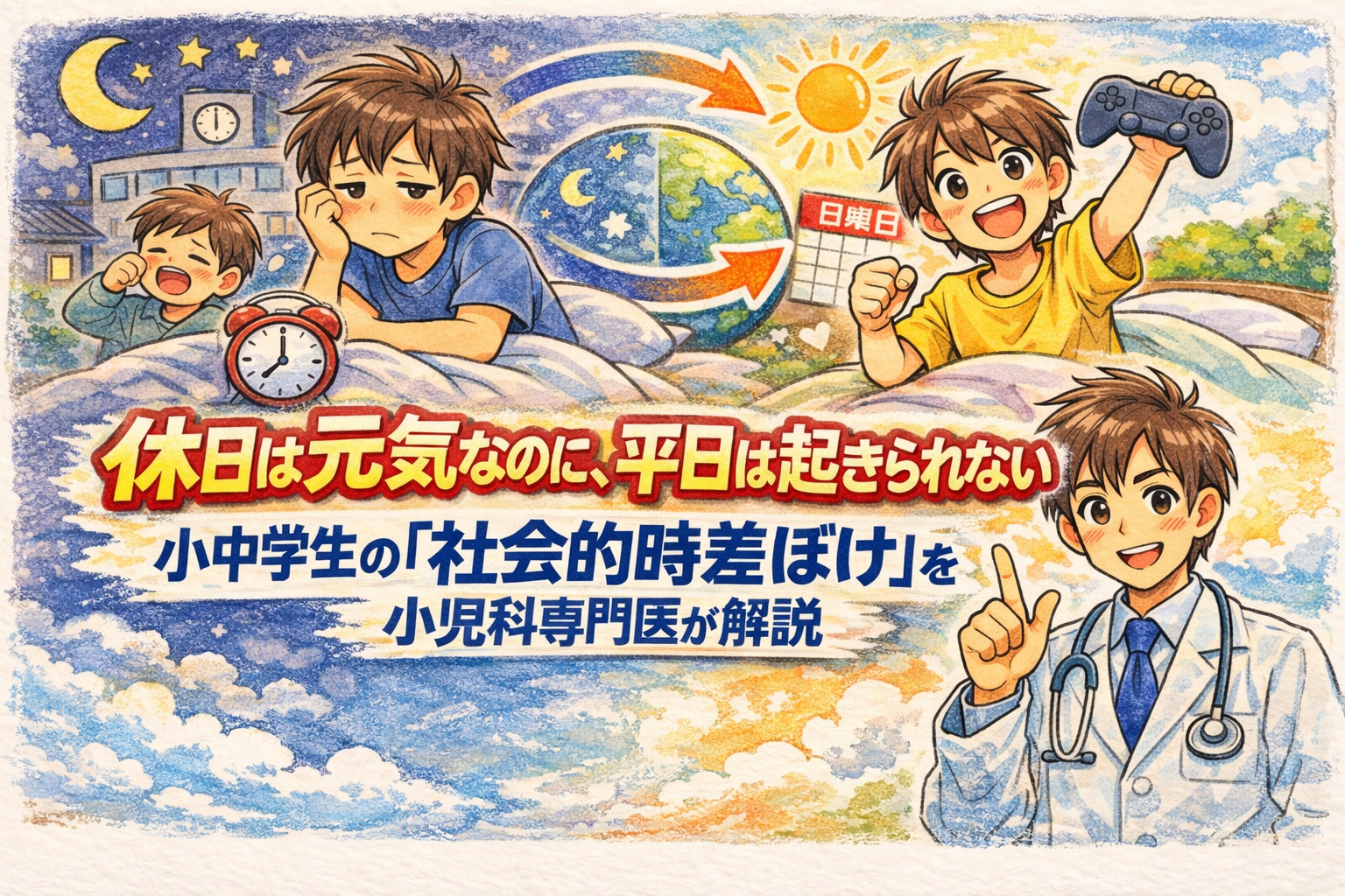 休日は元気なのに、平日は起きられない― 小中学生の「社会的時差ぼけ」を小児科専門医が解説