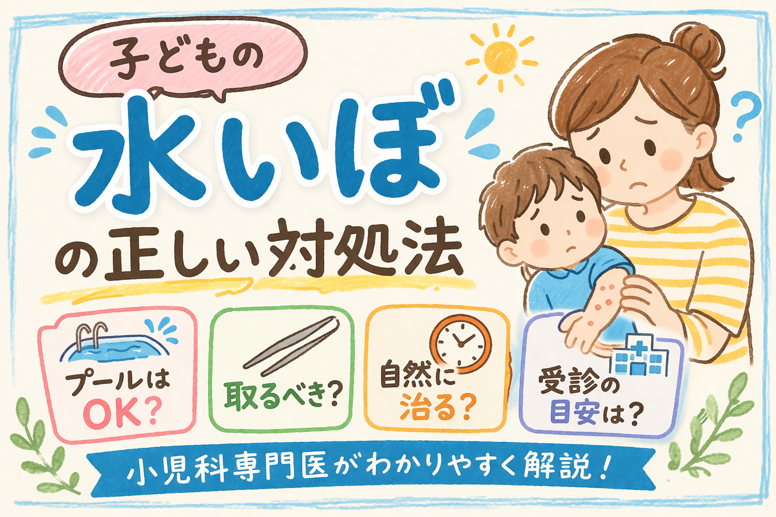子どもの水いぼの正しい対処法ープールは?取るべき?受診の目安まで小児科専門医が解説