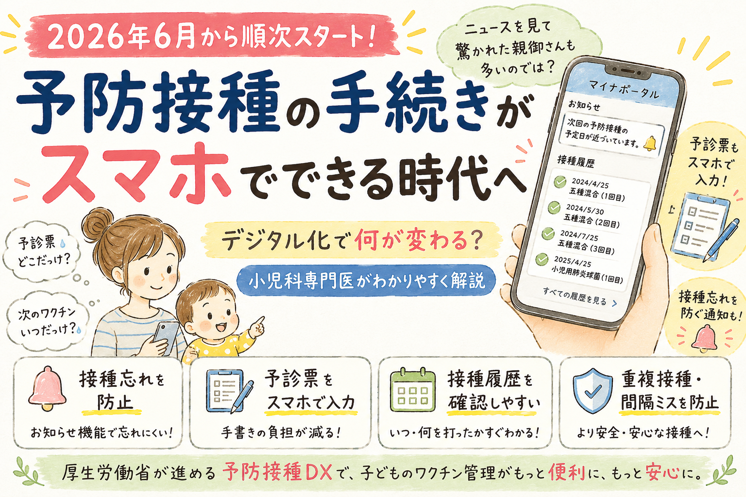 予防接種の手続きがスマホでできる時代へーデジタル化で何が変わる?小児科専門医が解説