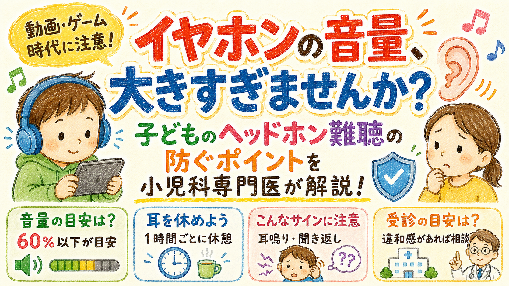 イヤホンの音量、大きすぎませんか？子どものヘッドホン難聴を防ぐポイントを小児科専門医が解説