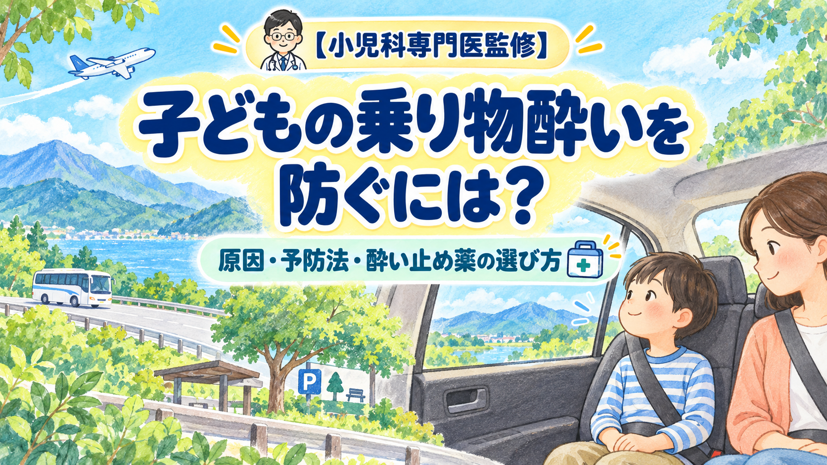 【小児科専門医監修】子どもの乗り物酔いを防ぐには?原因・予防法・酔い止め薬の選び方を解説